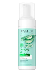 EVELINE Organic Aloe + Collagen Очищающе-успокаивающая пенка для умывания 150 мл