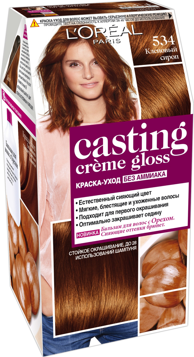 Краска для волос l oreal paris casting creme gloss 534 кленовый сироп