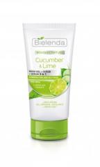 BIELENDA Bouquet Nature - Face Cleansers Огурец&Лимонка Гель для мытья лица + скраб + сыворотка 3в1 150 мл