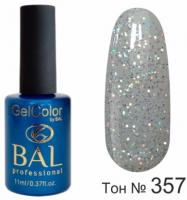 BAL Gel Color №357 Гель-лак каучуковый  Агатовый серый с мелкими блестками 11 мл