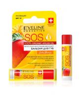 EVELINE SOS 100% Organic Argan Oil Питательно-восстанавливающий бальзам для губ Exotic Mango 16 г