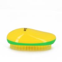 DEWAL Beauty Щетка массажная для легкого расчесывания волос овальная Желто-зелено-желтая DBT-03