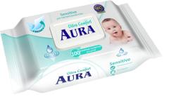 AURA Ultra Comfort Влажные салфетки для детей с экстрактом алоэ и витамином Е с крышкой 100 шт
