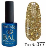 BAL Gel Color №377 Гель-лак каучуковый Золотая  россыпь 11 мл