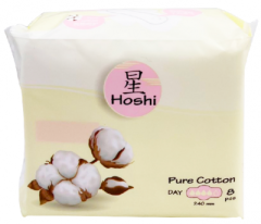 HOSHI Pure Cotton Прокладки гигиенические дневные Day Use (240мм), 8шт