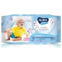 AURA Ultra Comfort Big Pack Влажные салфетки детские 0+ 60 шт