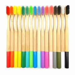 Зубная щетка бамбуковая с круглой ручкой, средней жесткости щетина, цвет в ассортименте
