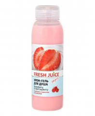 FRESH JUICE Крем-гель для душа "Strawberry&Red bayberry" ('экстракты клубники и красной восковницы + молочные протеины) 300мл