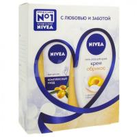 NIVEA Набор Защита и мягкость (Гель для душа Крем абрикос 250 мл + Крем для рук Комплексный уход 75 мл)