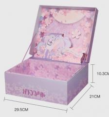 Коробка подарочная с объемной иллюстрацией 29,5*21*10,3 см, розовая с единорогом