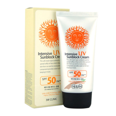 3W CLINIC Intensive UV Sun Block Cream Солнцезащитный крем SPF 50+ 70 мл