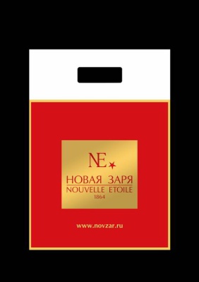 НОВАЯ ЗАРЯ Пакет полиэтиленовый фирменный "NE" цвет красный 185х310мм 0,05 мм мал