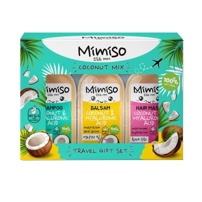 КОТТОН КЛАБ MIMISO Подарочный набор СOCONUT MIX Шампунь 50мл + Бальзам 50мл + Маска 50 мл