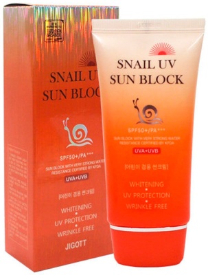 JIGOTT Snail Uv Sun Block Cream Солнцезащитный крем с экстрактом улиточного муцина SPF 50+/PA+++ 70 мл