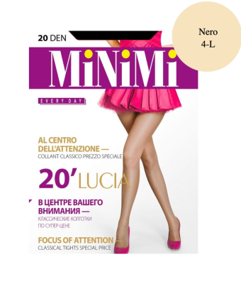 MiNiMi LUCIA колготки класс. с шортиками 20 den, цвет nero, размер 4-L