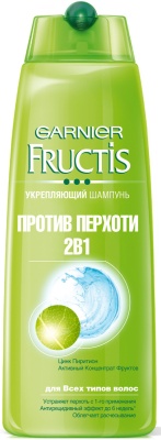GARNIER Fructis Шампунь для всех типов волос 2 в 1 Против перхоти 250 мл