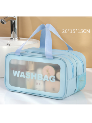 WASHBAG Косметичка 26*15*15 см прозрачная, синяя, утолщенная