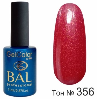 BAL Gel Color №356 Гель-лак каучуковый  Клубничный джем с мелкими блестками 11 мл