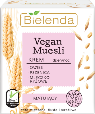 BIELENDA Vegan Muesli Матирующий крем Пшеница + Овёс + Рисовое молоко 50 мл