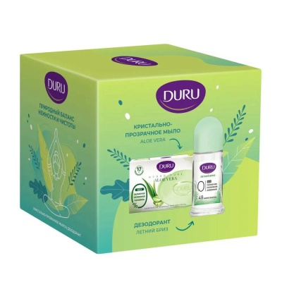 DURU Emotion Подарочный набор для женщин (Дезодорант Natural Breeze 50 мл + Hydro Pure Мыло Алоэ 106 г)