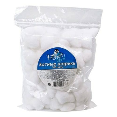 GT PINGY Ватные шарики Хлопок 100 шт 1 уп (п/э пакет)
