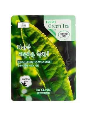 3W CLINIC Fresh Green Tea Mask Sheet Маска тканевая с экстрактом зеленого чая 23 мл