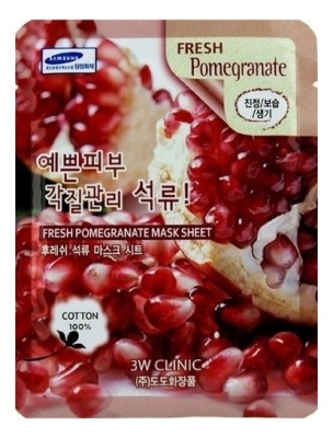 3W CLINIC Fresh Pomegranate Mask Sheet Маска тканевая с экстрактом граната 23 мл