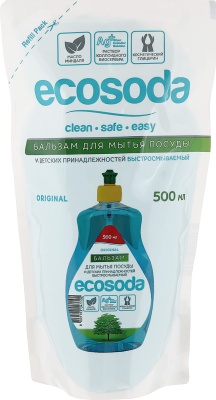 ECOSODA Бальзам для мытья посуды и детских принадлежностей быстросмываемый 500 мл дой-пак