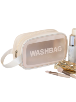 WASHBAG Косметичка 22*7*13 см прозрачная, бежевая