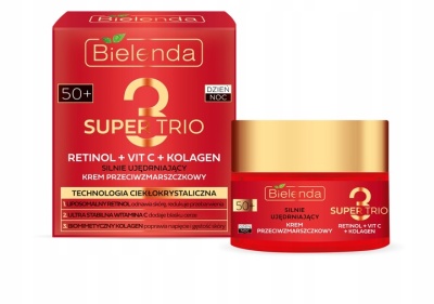 BIELENDA Super Trio Retinol+Vit C+Kolagen Сильноукрепляющий крем против морщин 50+ день/ночь 50 мл