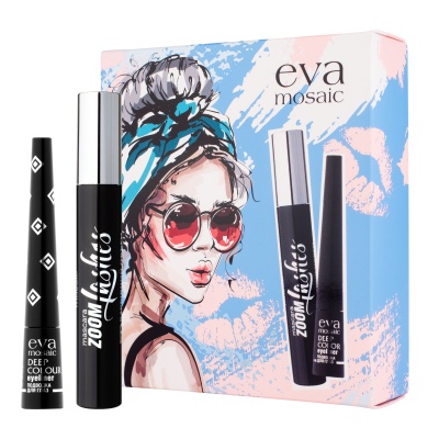 EVA Набор (Zoom Lashes 5D Тушь для ресниц взрывной объем Черная 12 мл + Deep Color Подводка для глаз Черная)