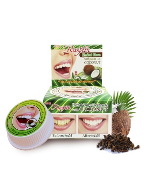 ТАИЛАНД Rasyan Herbal Clove Toothpaste With Coconut Травяная зубная паста с гвоздикой и кокосом 25 г