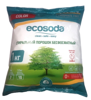 ECOSODA Color Стиральный порошок бесфосфатный 1000 г (подушка)