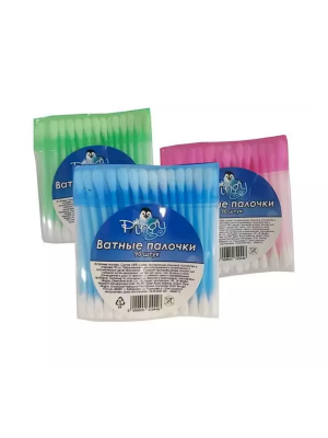 GT PINGY Ватные палочки Х/б, Пластик 90 шт 1 уп (п/э пакет)