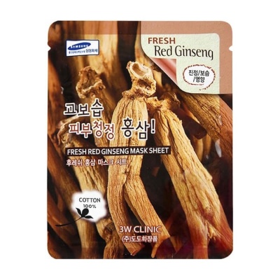 3W CLINIC Fresh Red Ginseng Маска для лица с экстрактом красного женьшеня 23 г